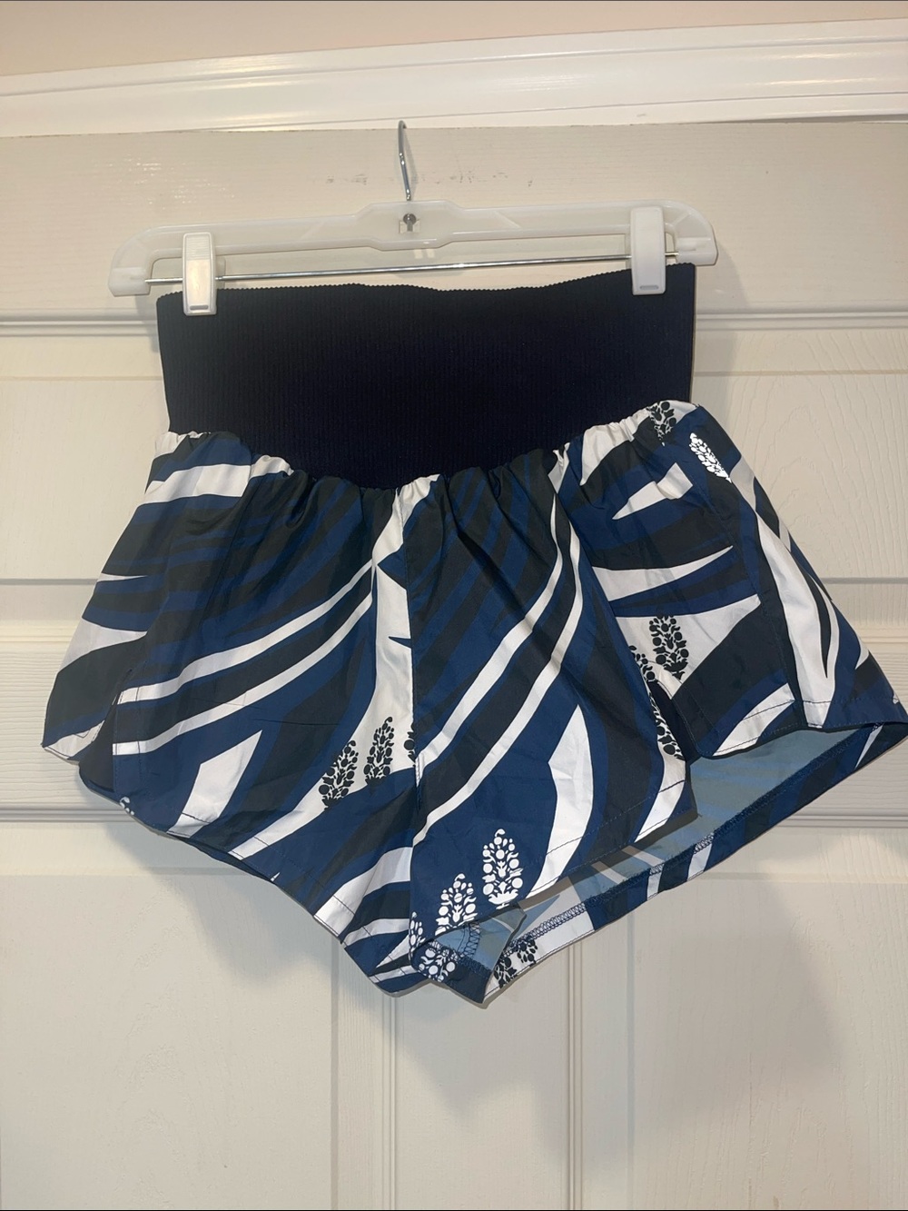 FP Movement by Free People Navy, Black & White High-Waist Printed Shorts